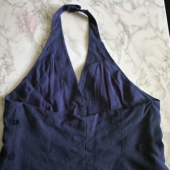 Maeve Navy Linen Blend Floral Detail Halter Vest Top Women's Size XL NEW - Picture 8 of 9